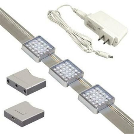 JESCO LIGHTING GROUP 3-Light Orionis 3ft Square LED Track Kit, Silver KIT-SD131-TR3-A